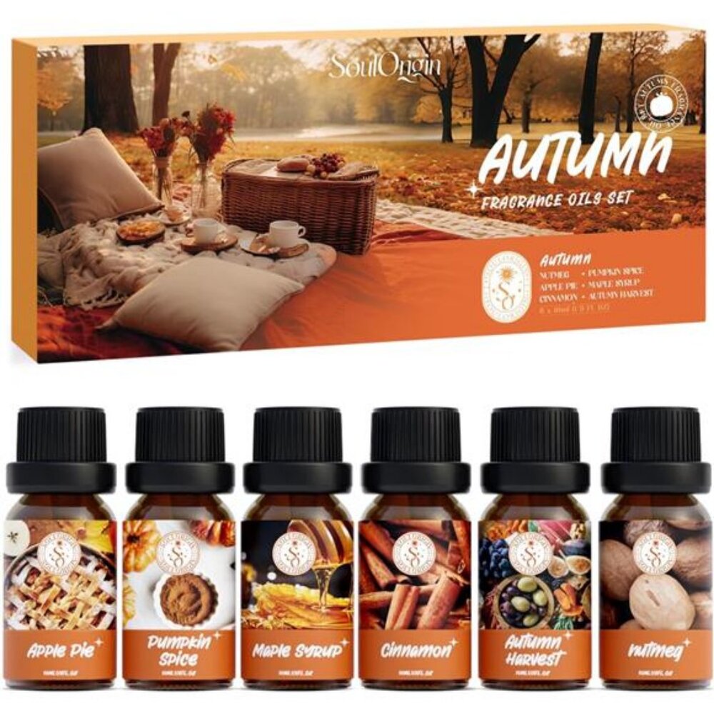Autumn Essential Oils Set, Fragrance Oil Gift Set for Oil Diffusers, Scented